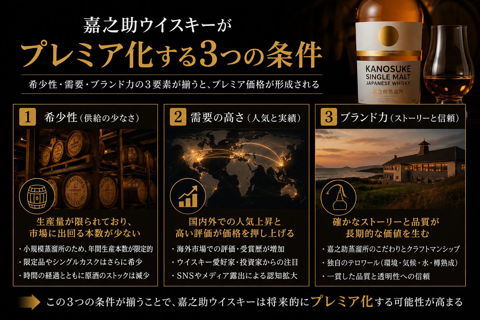 国産クラフトウイスキー4蒸溜所の比較画像