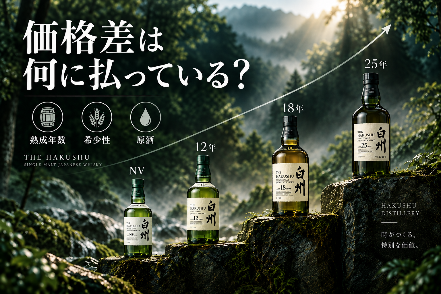 白州の価格差は熟成年数や希少性など何に払っているのか