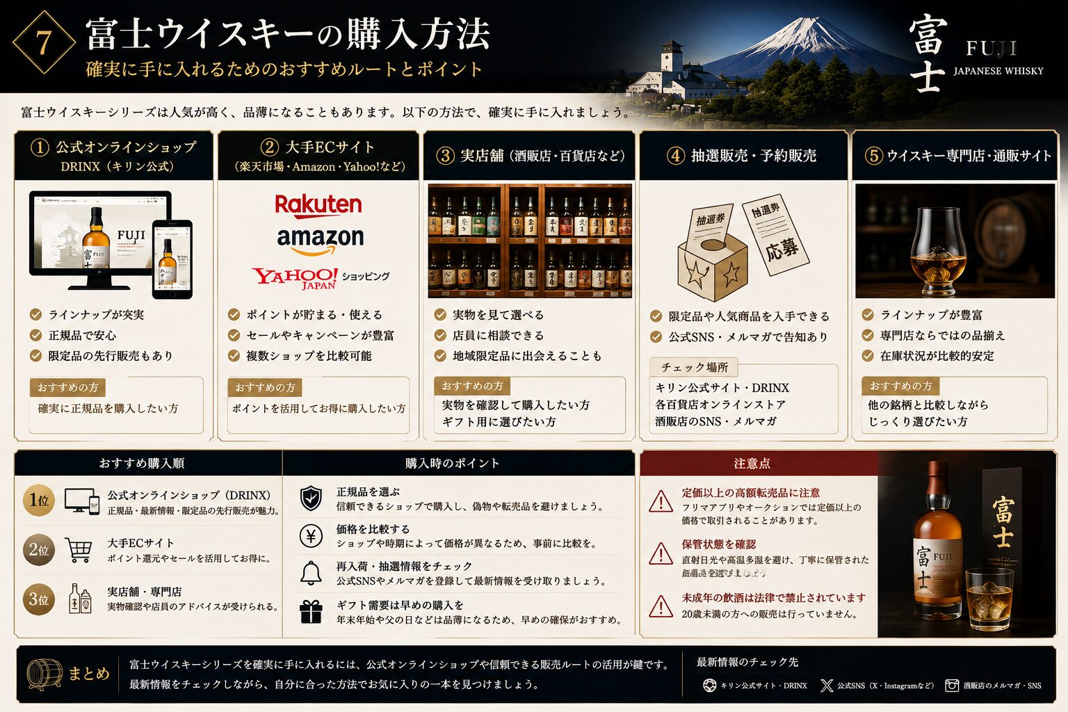 富士ウイスキーの購入方法と入手ルートをまとめた図解